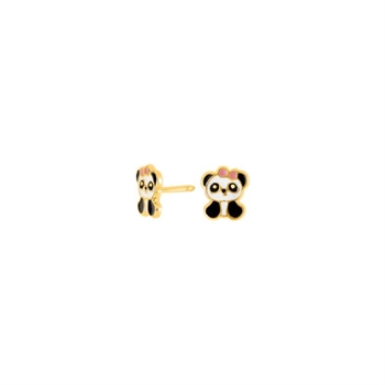 NOA Kids - Vergoldete Kinderohrringe mit Panda mit Emaille