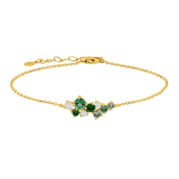 Joanli Nor - NADINENOR armband i vergoldete silber w. grün zirkonia 