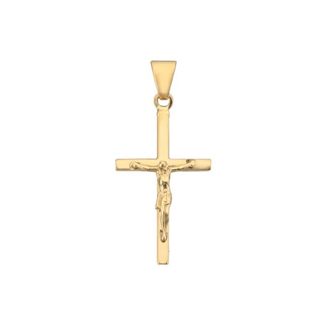Stolpe Kreuz-Anhänger mit Jesus | 8-14 kt Gold.