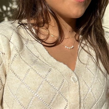 MerlePerle - Pearlia-Halskette aus vergoldete silber mit weißen Perlen