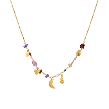 Maanesten - Olympia Halskette in vergoldete silber w Mond und Steine