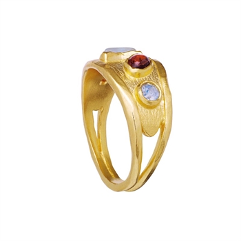 Maanesten - Raaya ring aus vergoldetem silber mit Steinen