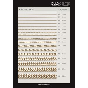 Panser Facette - Armband in 14kt. Gold (Wählen Sie Längen und Breiten)