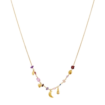 Maanesten - Olympia Halskette in vergoldete silber w Mond und Steine